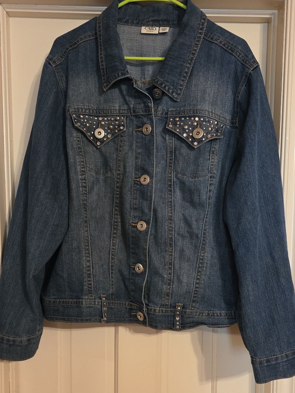 Cato Blue Denim Jacket with Studded Chest Flaps